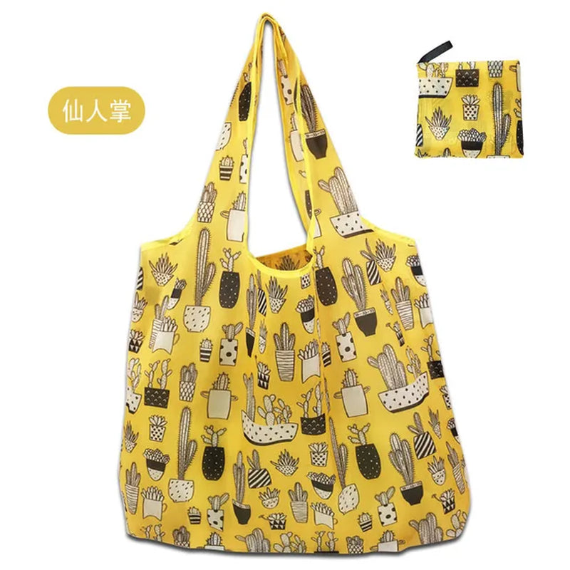 Big Eco-Friendly Folding Shopping Bag Reusable Portable Shoulder Handbag Travel Grocery Fashion Pocket Tote Heavy Storage Bags