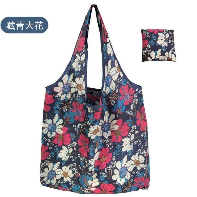 Big Eco-Friendly Folding Shopping Bag Reusable Portable Shoulder Handbag Travel Grocery Fashion Pocket Tote Heavy Storage Bags