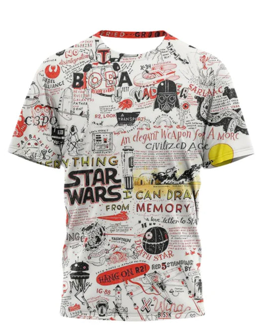 Men Short Sleeve T Shirt Disney Star Wars 3D Print Short Sleeve